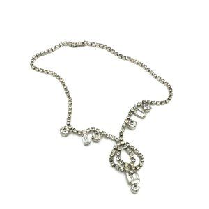 Vintage Necklace Silver Toned With Rhinestones 15" length